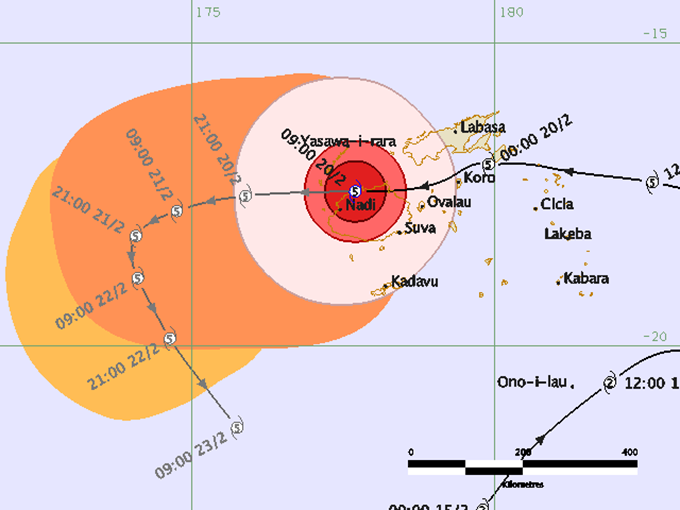 Tropical Cyclone Winston's path of devastation across Fiji. Image: Newswire Fiji
