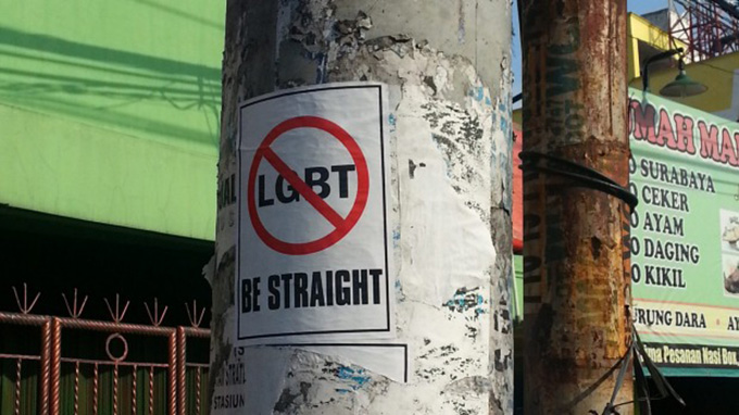 An anti-LGBT pamphlet posted on a street in West Java. Image: Michael Neilson 