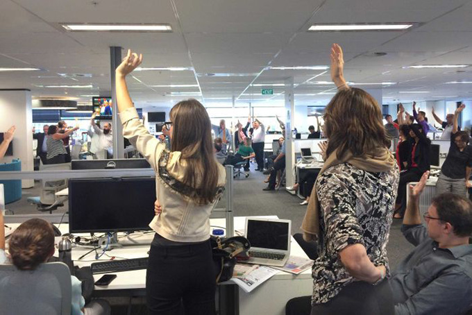  Journalists in the Sydney Fairfax office vote to strike. Image: Nick Ryan