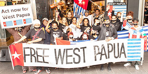 Troubling times ... a group supporting self-determination holds a Free West Papua protest in Melbourne.