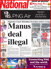 The front page of PNG's The National newspaper today.