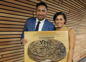 Joshua Iosefo and TJ Aumua with the Storyboard. Image: Del Abcede/PMC