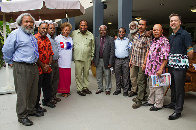 West Papuan activists and their supporters at the Melanesian Spearhead Group summit in Honiara last year. Image: