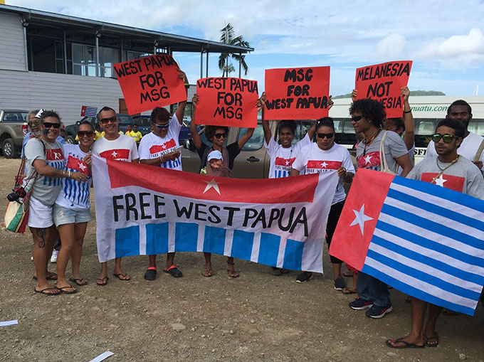 The rally for West Papua in the Vanuatu capital of Port Vila yesterday. Image: AWPA