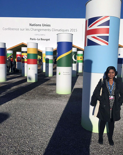 Fiji's Jenny Jiva in Paris for COP21. Image: USP