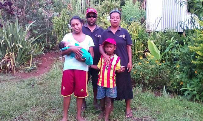 June Warigini (Keitani) with her husband Ruyben and family on Aneityum Island, Vanuatu.