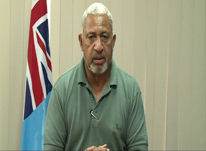 Prime Minister Voreqe Bainimarama today ... an appeal to respect the curfew. Image: FBC News