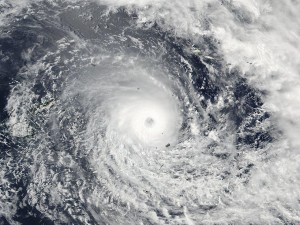 A satellite photo showing the furious TC Winston released by the NASA Goddard Rapid Response centre at the weekend. 