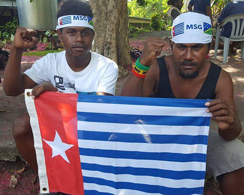 Solomon Islanders in Honiara protesting for West Papuan membership of the Melanesian Spearhead Group. Image: Free West Papua Campaign FB