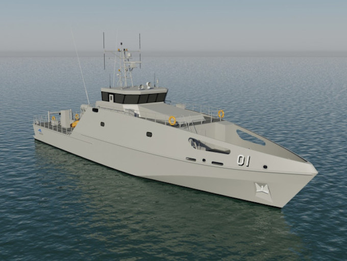 A computer rendering of Vanuatu’s new patrol boat. Image: Austal