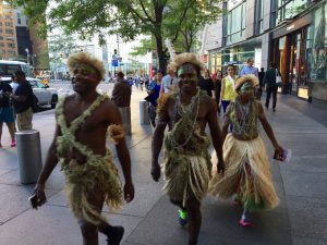 Some of the 'Tanna' cast in New York city. It was the first time acting in the film for many of the cast members. Image: Tanna Movie