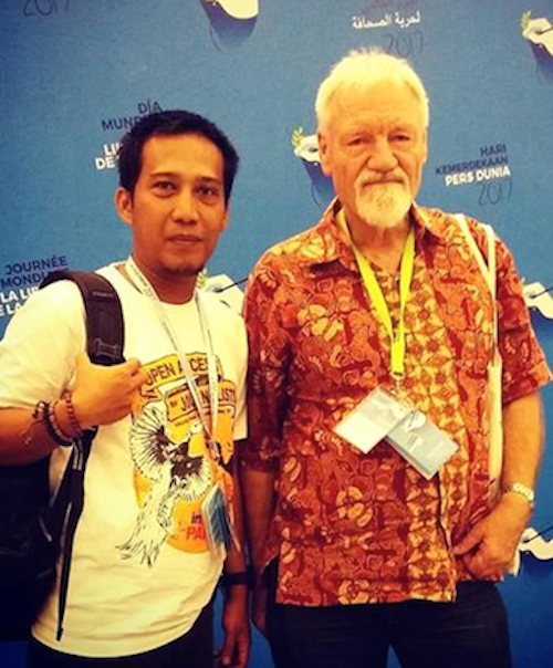 Media human rights researcher Asep Komarudin with Dr David Robie