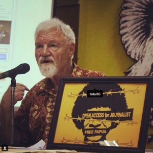 Professor David Robie speaking at the Free Media in West Papua seminar in Jakarta, Indonesia, last month. Image: Alves Fonataba/PMC