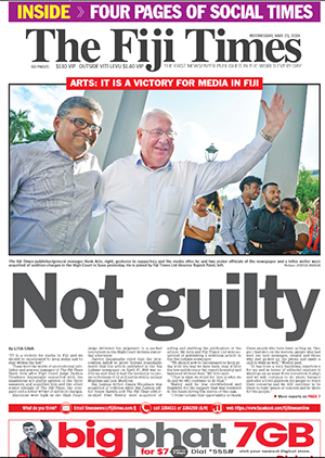 Today’s Fiji Times front page.