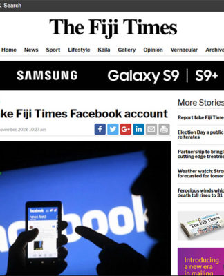 Report fake page to Facebook plea from Fiji Times editor