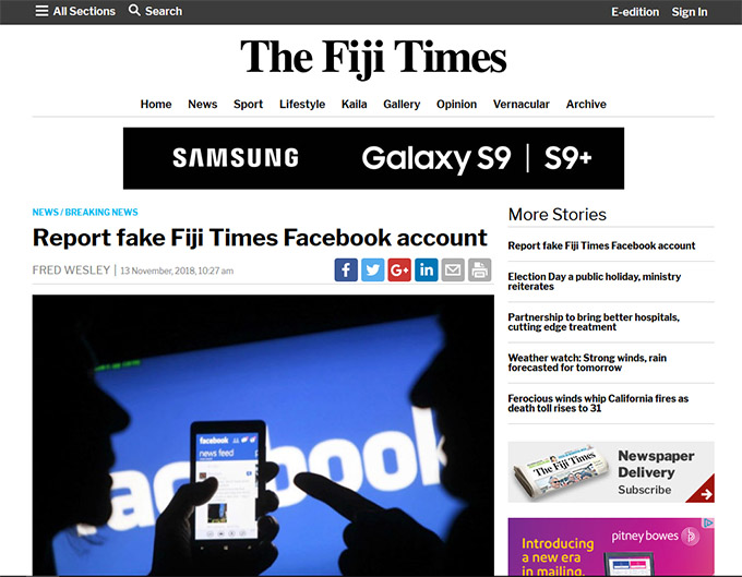 Report fake page to Facebook plea from Fiji Times editor | Asia Pacific ...
