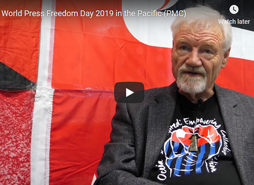 Pacific Media Centre director Professor David Robie’s message on World Press Freedom Day. Image: PMC screenshot from Sri Krishnamurthi’s video