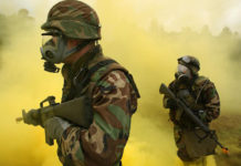 Gas mask soldiers