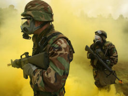 Gas mask soldiers