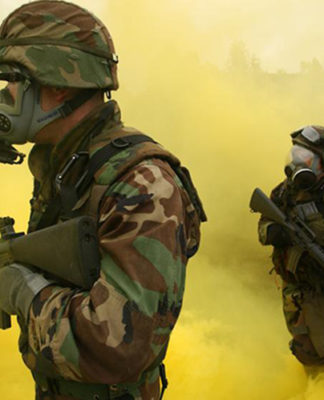 Gas mask soldiers