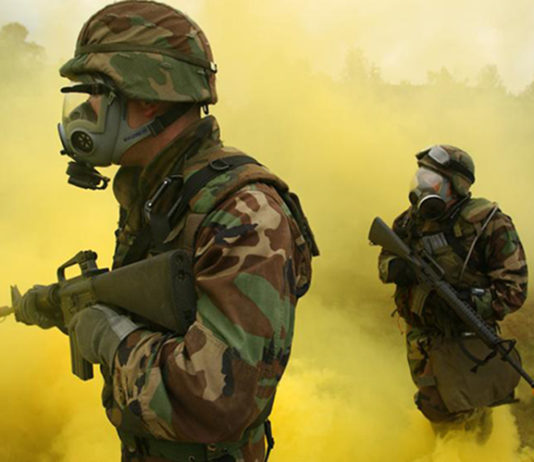 Gas mask soldiers