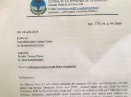 Timor-Leste Press Council letter