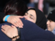 A supporter hug at Christchurch sentencing