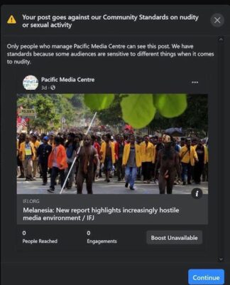 Facebook criticised for pulling article with West Papuan pic Facebook warning