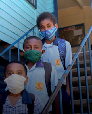 Masked PNG schoolchildren