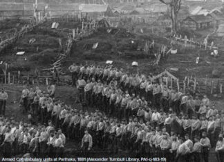 Armed Constabulary at Parihaka.
