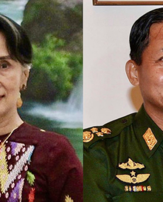 San Suu Kyi (left) & coup leader Min Aung Hlaing