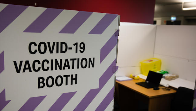 Covid vaccine booth
