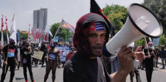 Papuan protesters in Malang