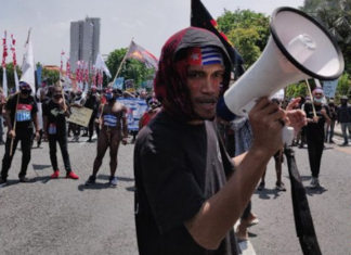 Papuan protesters in Malang