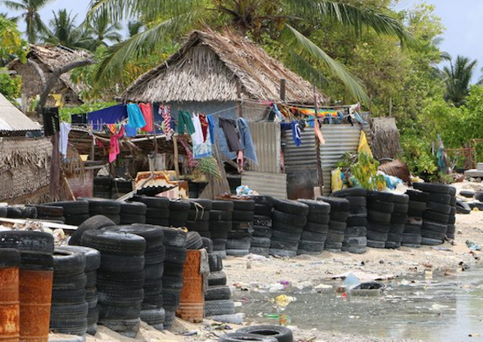 Pacific villagers protest shoreline