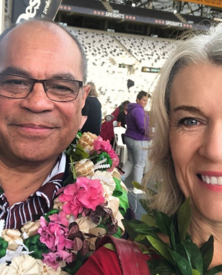 Aupito William Sio (left) and Labour Party MP for Taieri Ingrid Leary