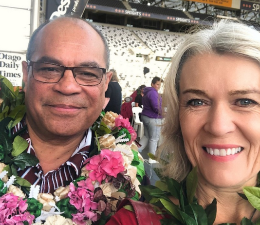 Aupito William Sio (left) and Labour Party MP for Taieri Ingrid Leary