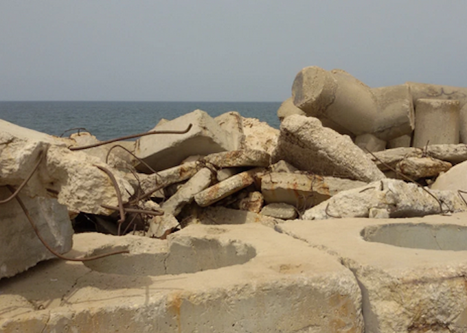 Reclaimed rubble sea wall, Gaza - Marilyn Garson