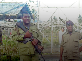 Armed guards at Giligili jail