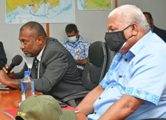 Health Minister Dr Ifereimi Waqainabete & Prime Minister VoreqeBainimarama.