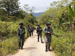 Indonesian soldiers on patrol in West Papua