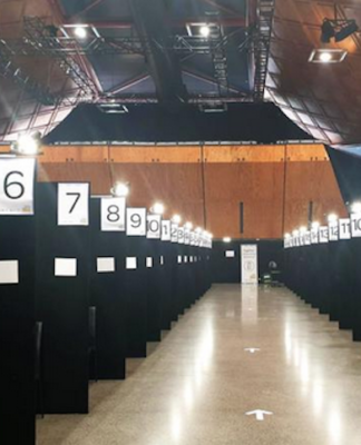 Vodafone Events Centre vaccination booths