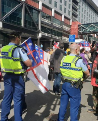 Anger and misinformation about covid-19 in NZ a dangerous tumour Anti-lockdown protest outside TVNZ
