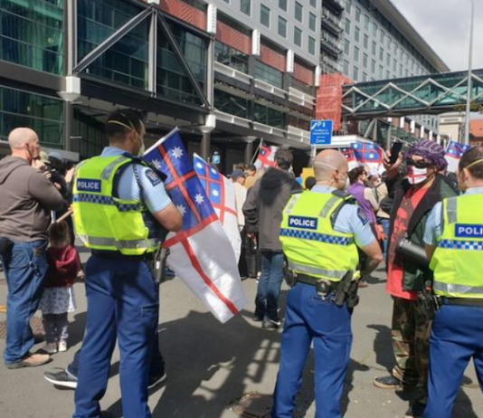 Anti-lockdown protest outside TVNZ