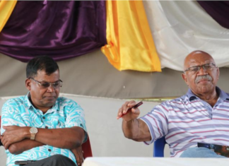 Leading opposition MP Biman Prasad and former prime minister Sitiveni Rabuka