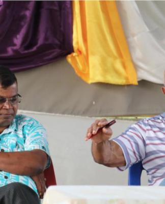 Leading opposition MP Biman Prasad and former prime minister Sitiveni Rabuka