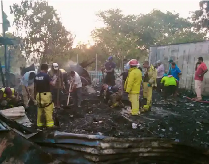 Firefighters clean up at NBC blaze