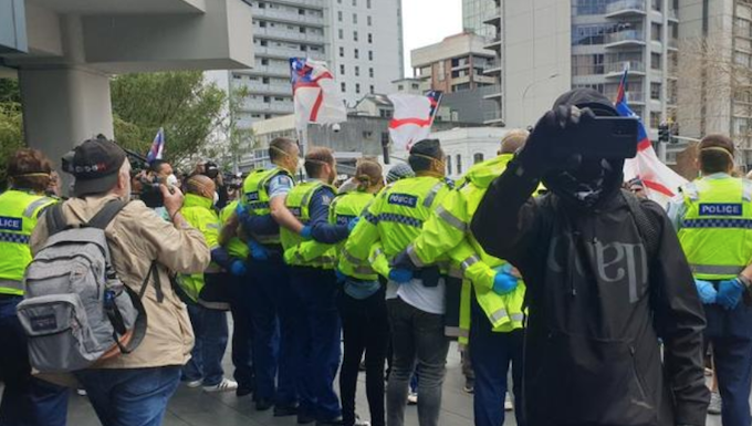 Conspuracy rally in Auckland 180821