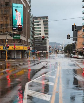 Empty streets in the capital Wellington 200821