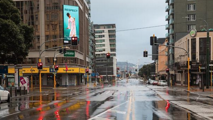Empty streets in the capital Wellington 200821